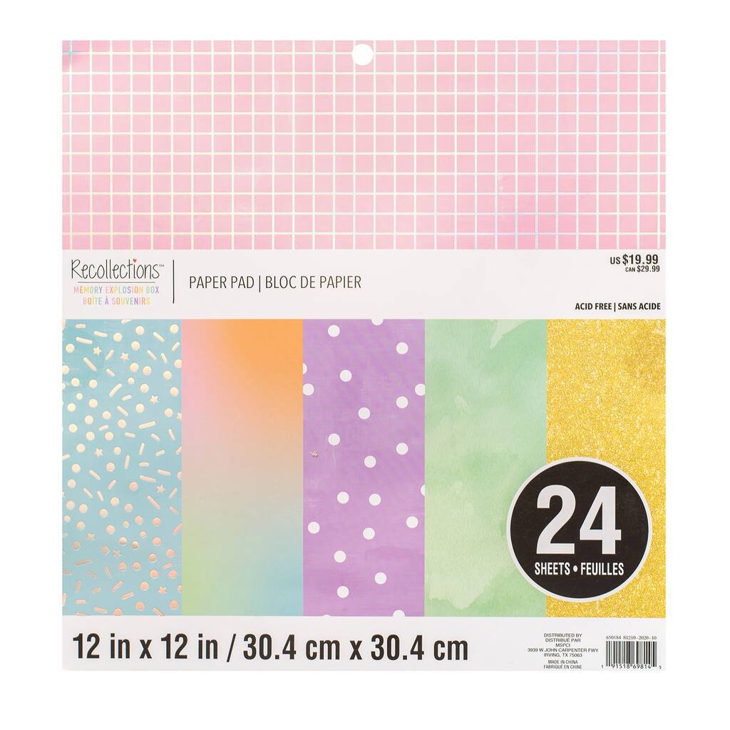 memory explosion box 12 x 12 paper pad by recollections 24 sheets